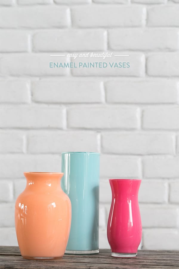 Orange, blue and pink vases on wooden table. - glass vases, chalk paint, home decor, chalk paint, vases turned