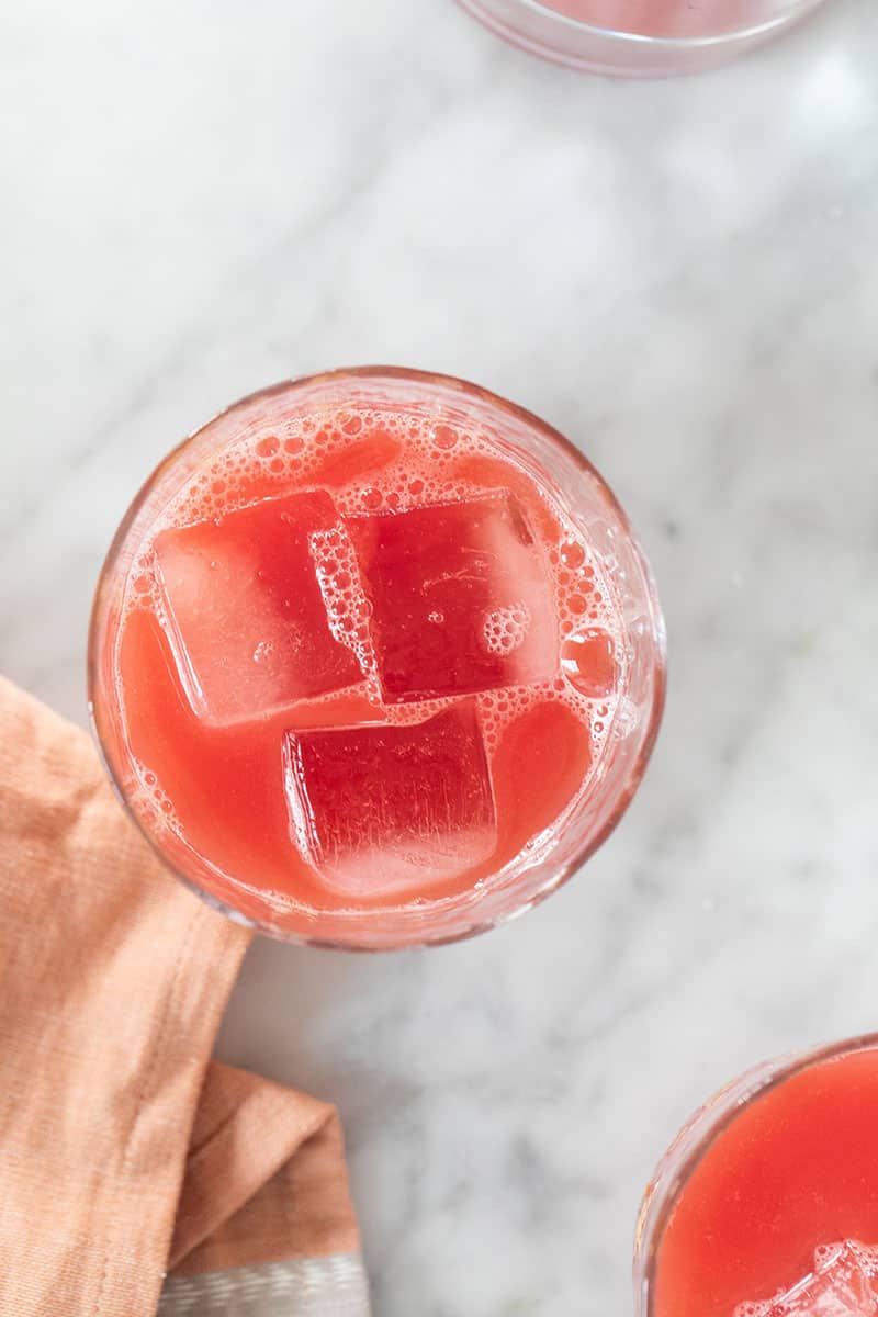 homemade juice in a glass with ice