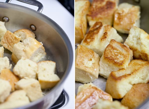 French puffs being fried in oil 