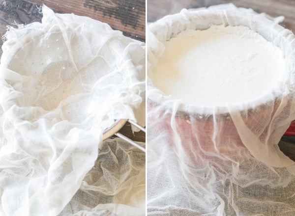 cheesecloth in a bowl, to make the ricotta
