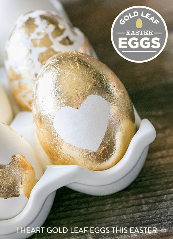 Gold leaf Easter egg with a heart shape.