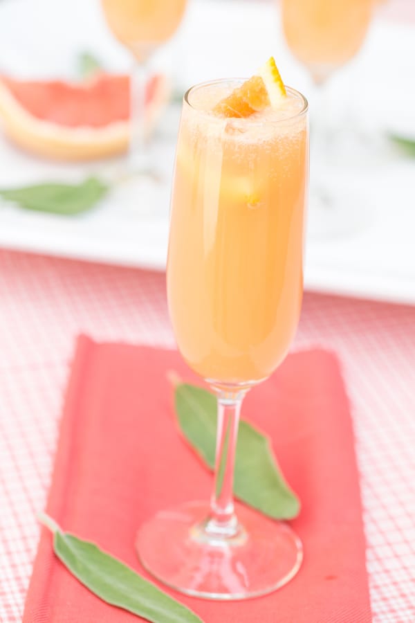 grapefruit mimosa in a flute