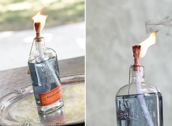 Tiki torch glass bottle