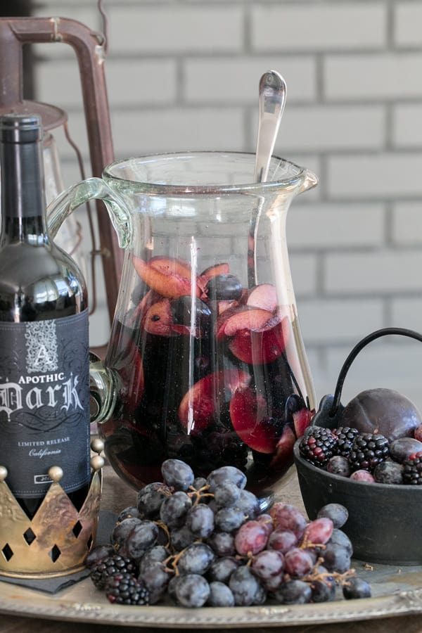 Black Sangria in a pitcher.