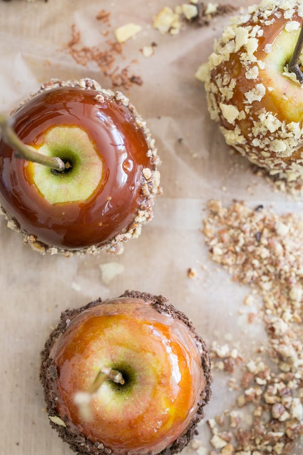 Caramel apples with bourbon