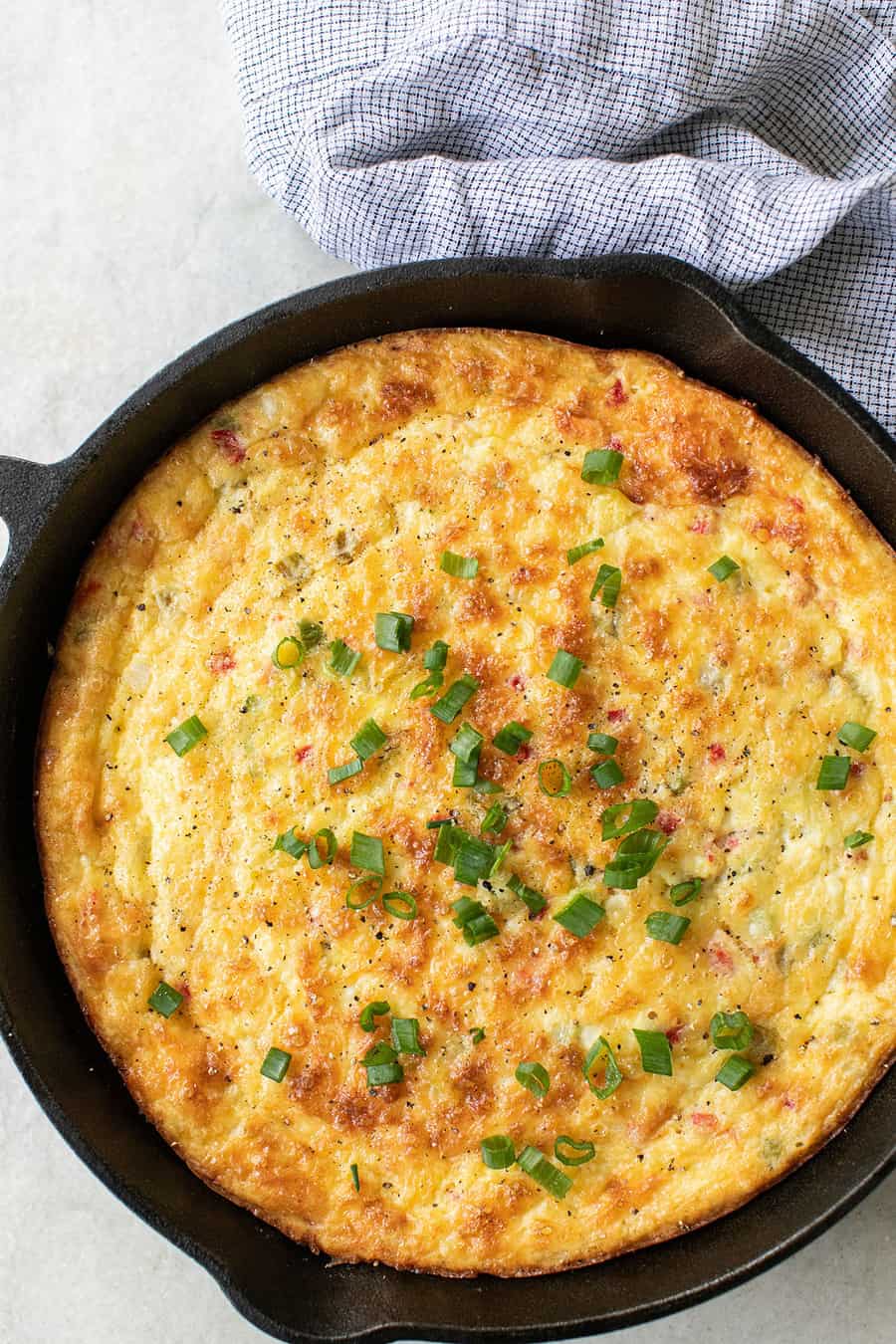 easy Frittata in a cast iron skillet 
