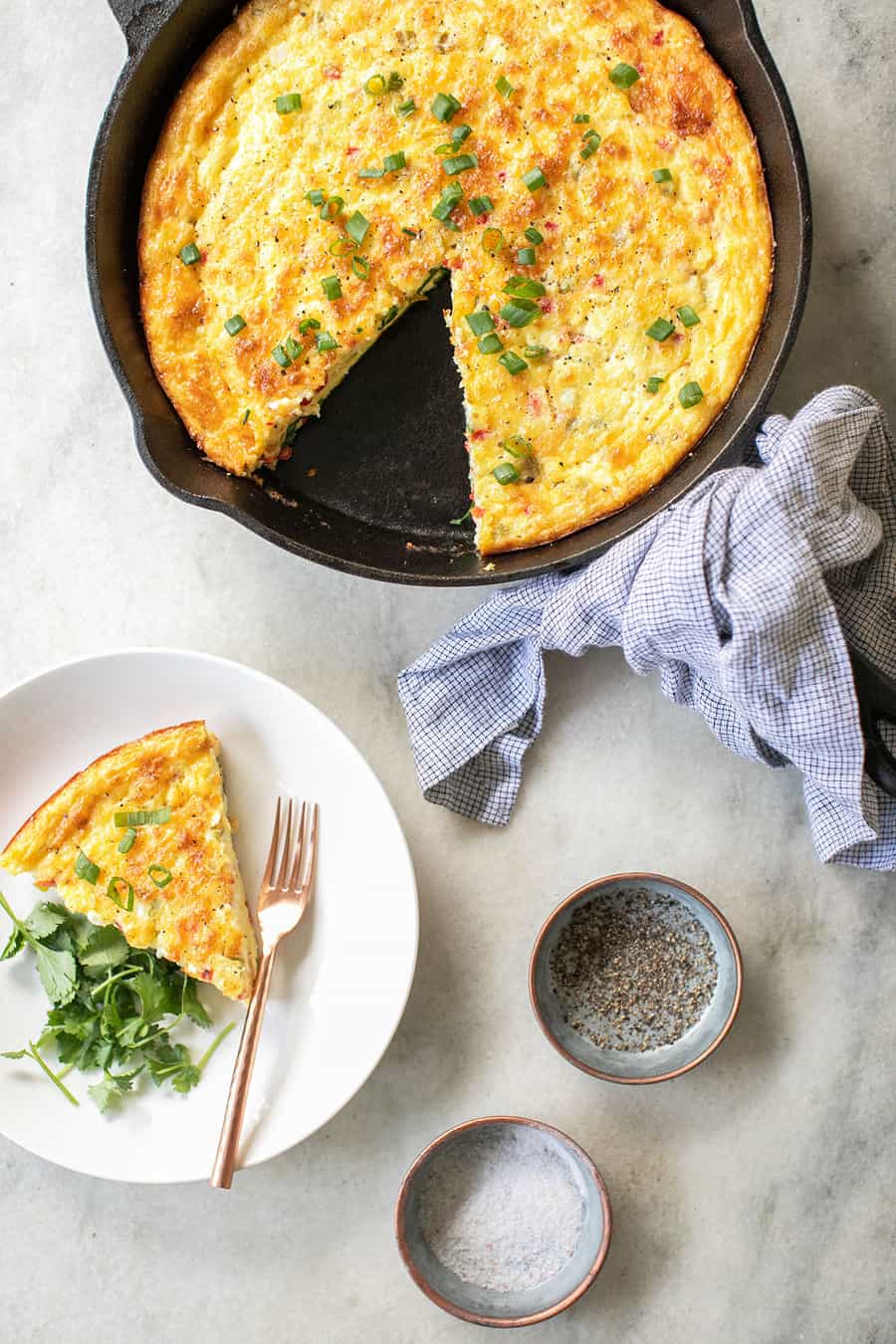 frittata recipe in a cast iron skillet 