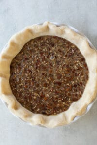 pie filling in a pie crust