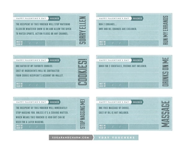 Printable Valentine's Day Vouchers 