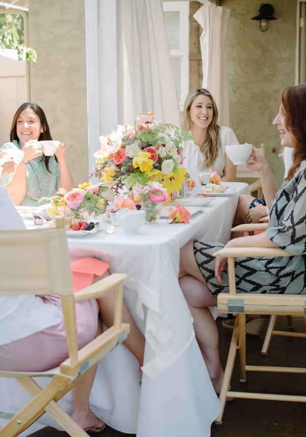 women sitting at a Mother's Day Backyard Tea Party