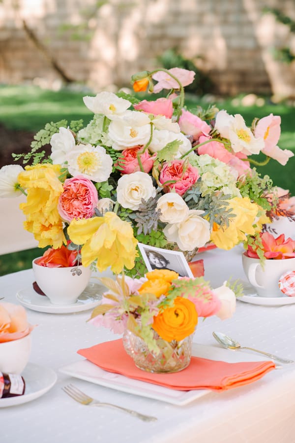 flowers at a Mother's Day Backyard Tea Party