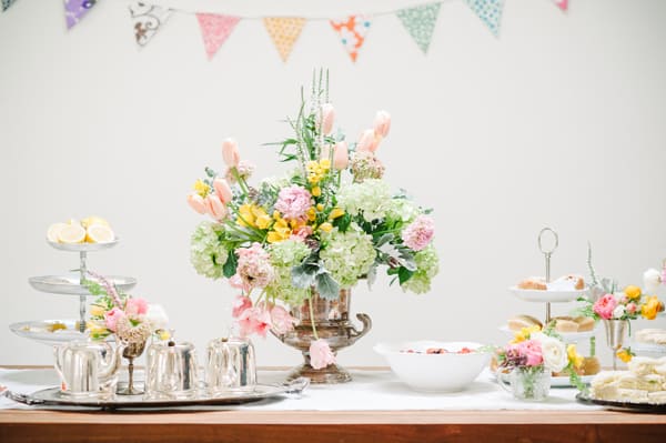 food on a table for a Mother's Day Backyard Tea Party