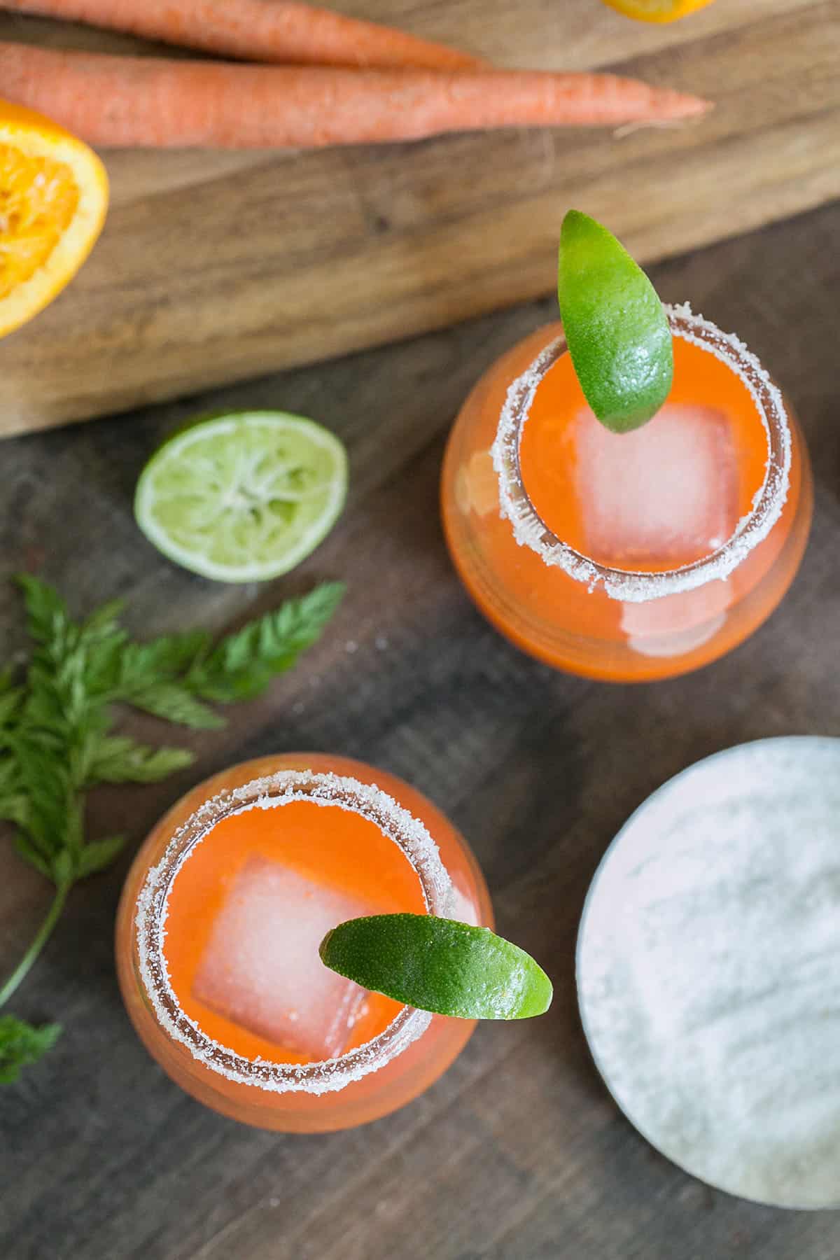 carrot margarita recipe with lime and salt