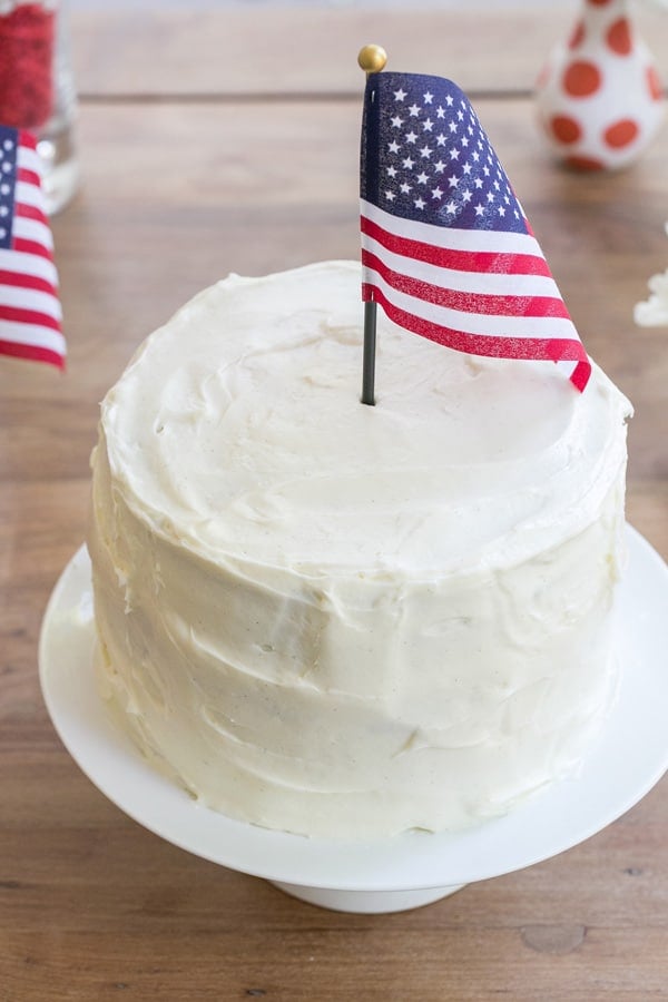 American flag napkin in a cake