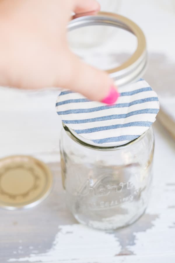 Fabric toppings for ball jars.