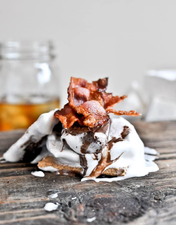 Melted marshmallow with bacon