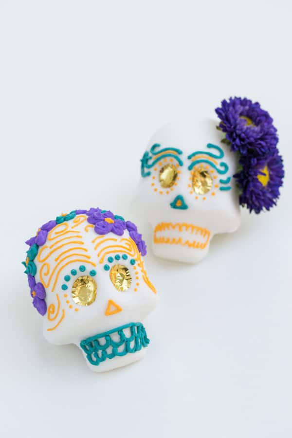 close up of Mexican sugar skulls