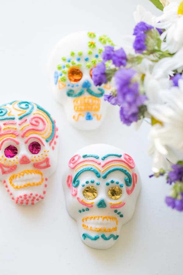 3 Mexican sugar skulls