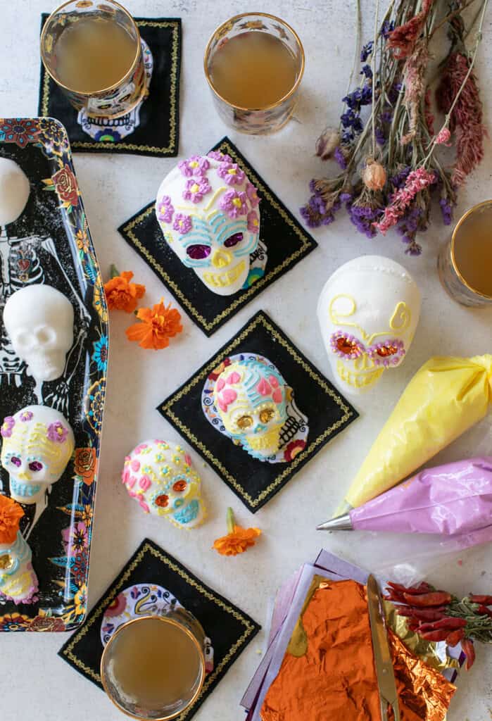 A mexican sugar skull decorated.