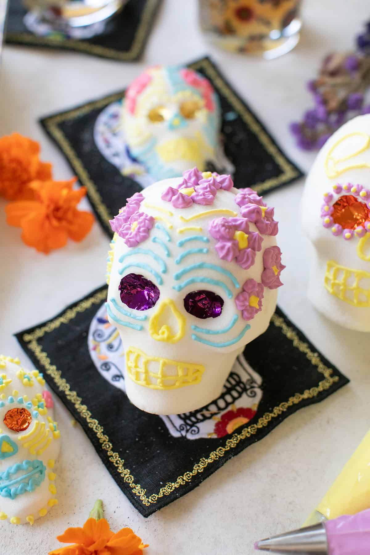 Mexican sugar skull decorated. 