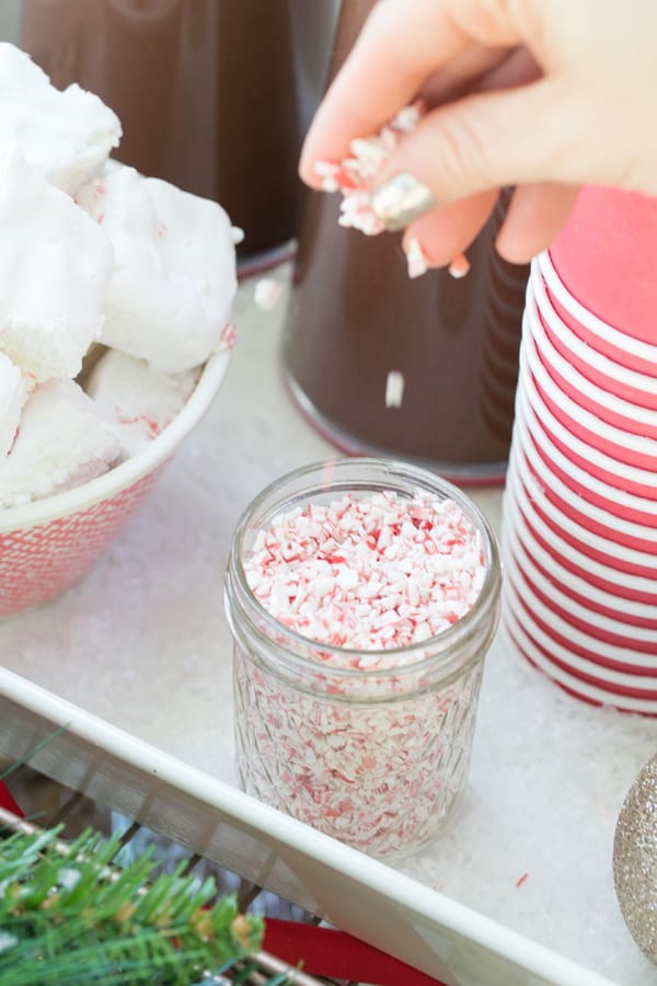 shot of candy in jars - hot chocolate