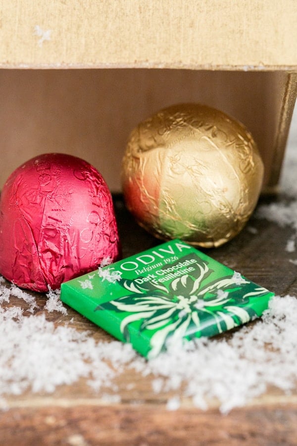 close up of chocolate under a wooden house