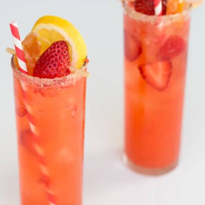 Grapefruit and strawberry collins cocktail