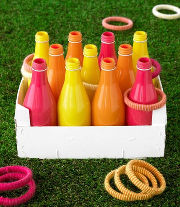 Colored bottles with rings