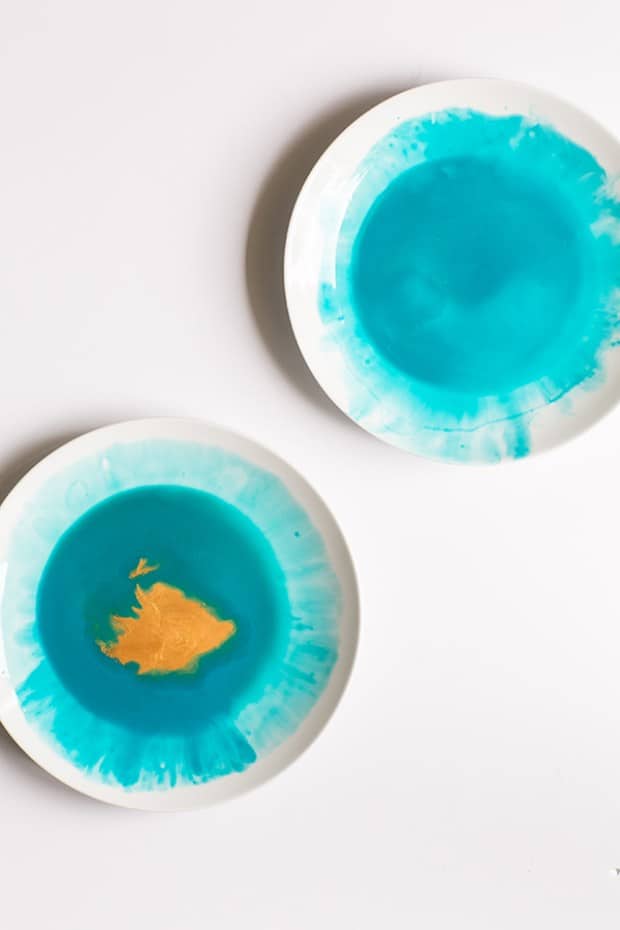 Turquoise watercolor plates 