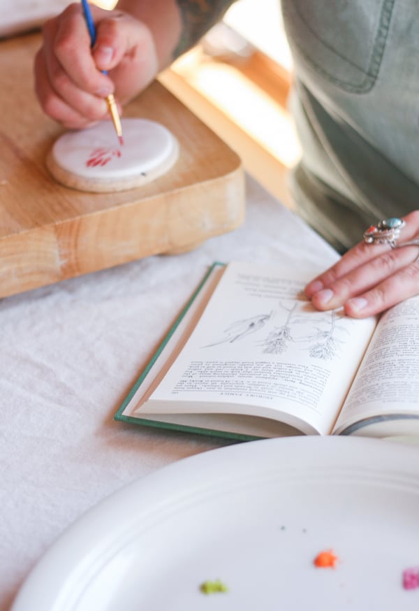 Painting cookies from a wildflower book.