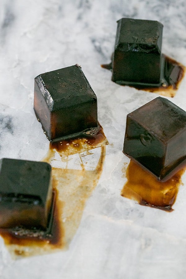 Ice cubes made from frozen coffee