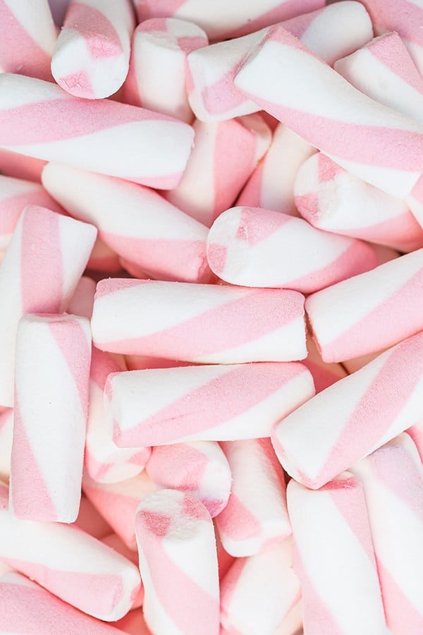 white and pink striped marshmallows 