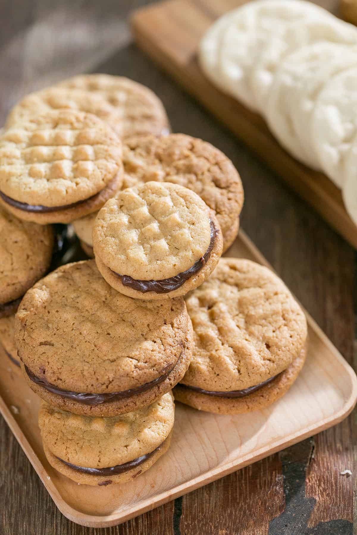 peanut butter cookies filled with chocolate
