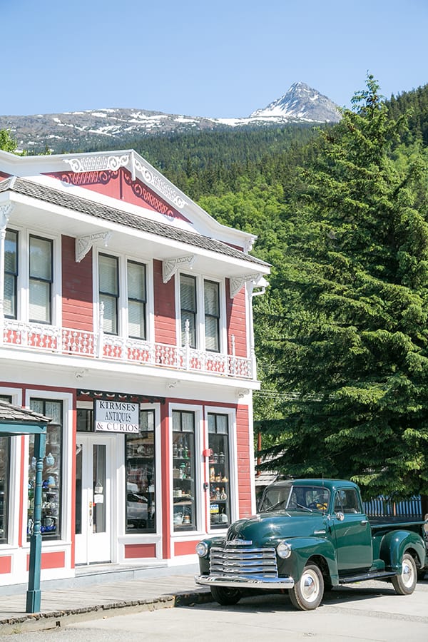 Vintage green truck and cute shop 