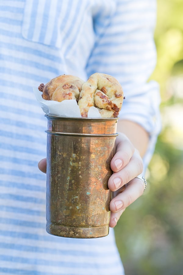 Pretzels in a copper cup