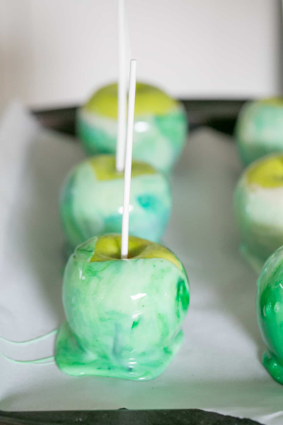 candy apples on wax paper