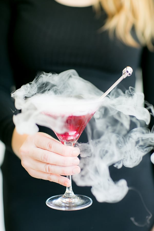 shot of smoking cocktail 