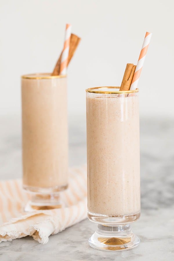 side shot of apple pie smoothie