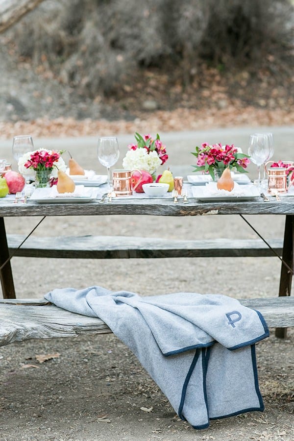 rustic table and bench