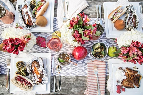 overhead shot of beautiful table spread