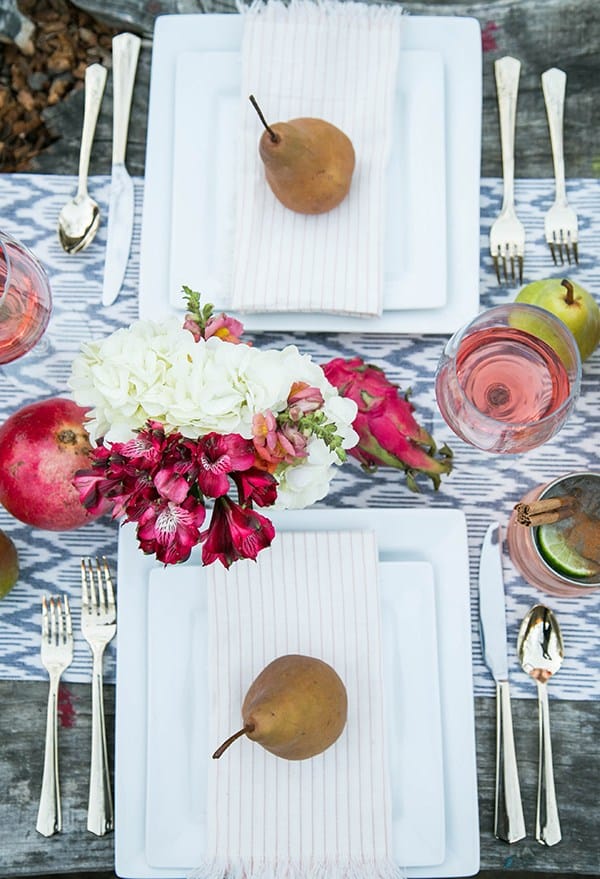 top down shot of pears on a table