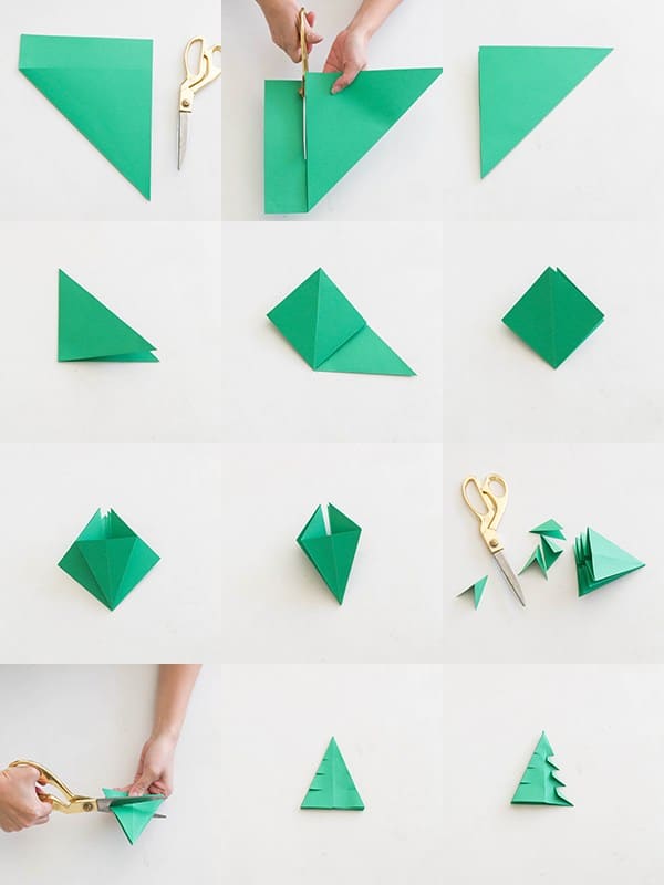 DIY Origami Christmas Trees Idea Sugar and Charm