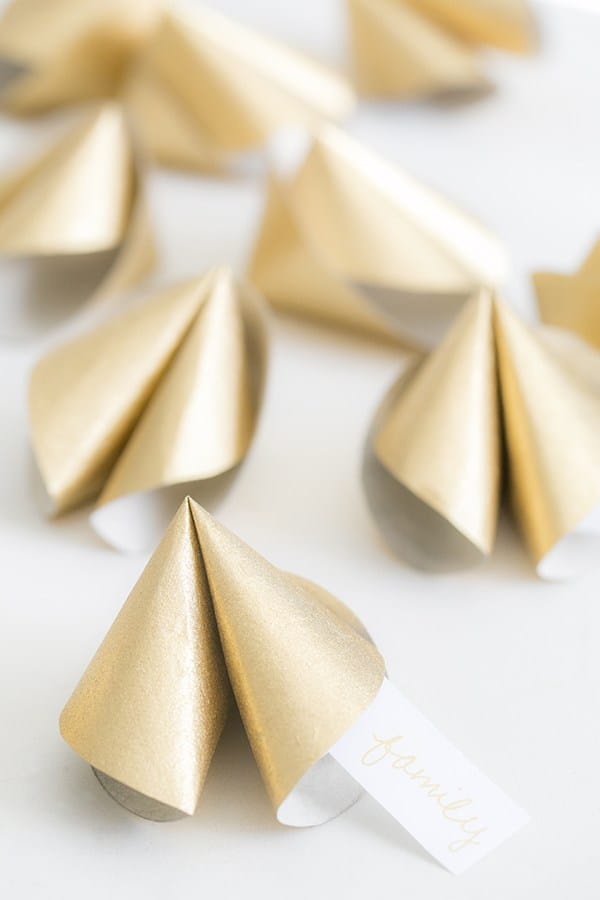 Gold paper fortune cookies 