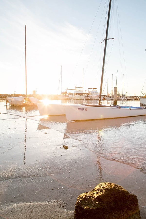 Sunset sail boats