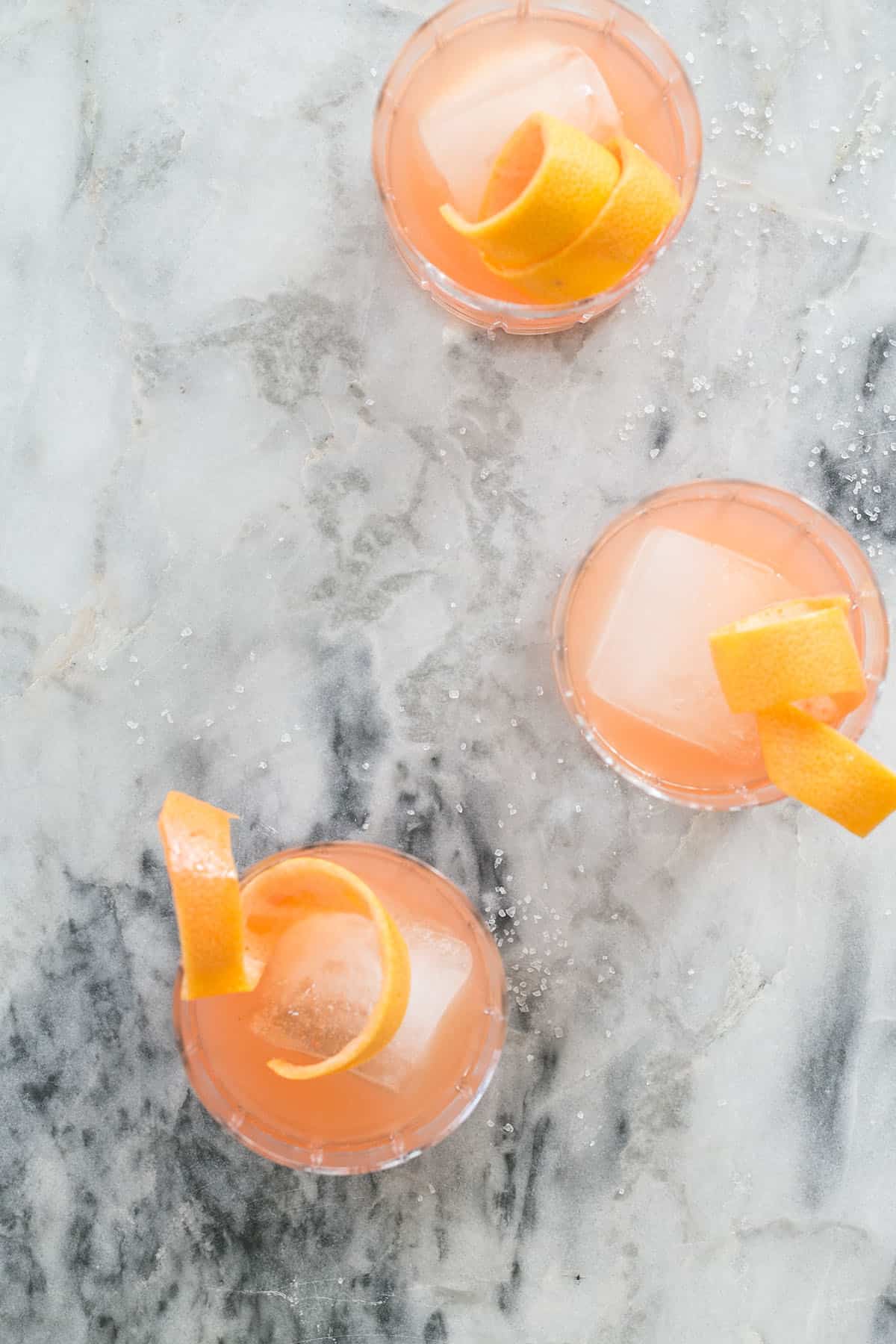Paloma cocktail on a marble table