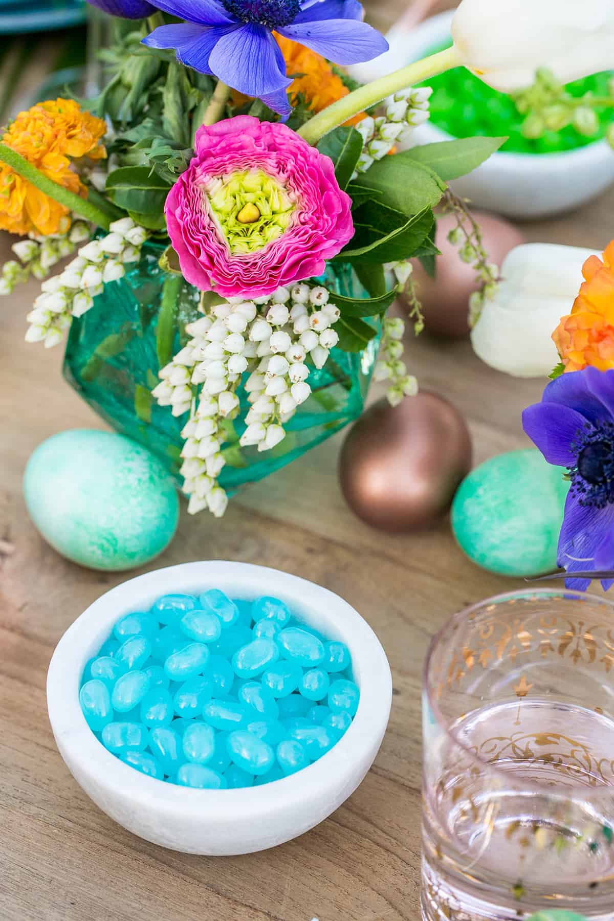 blue Jelly Beans and flowers and more Easter party ideas 