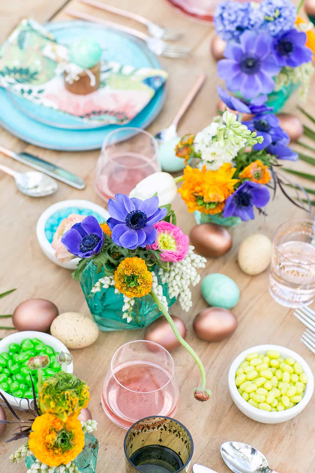 colorful easter part table setting