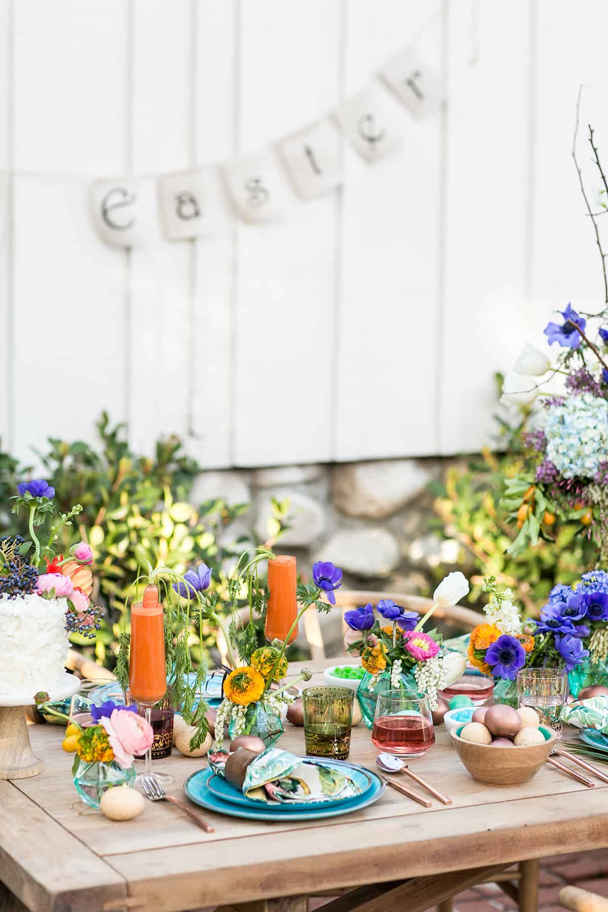 Colorful Easter party ideas on a table