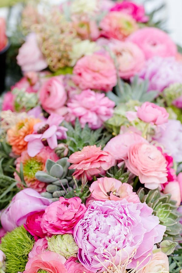 Pink flowers and succulents 