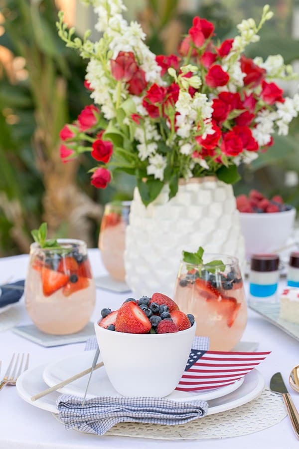 side shot of table with easy summer cocktails on it